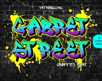 Gabret Street - Graffiti Font Cricut, Vintage Font, Logo font, Canva font, Template font, Procreate font, Urban Font, Street Font, Decals