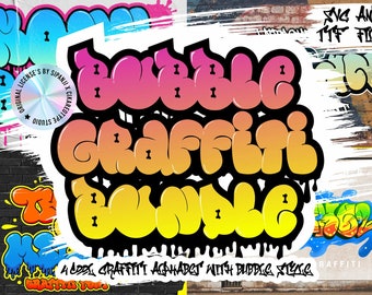 Bubble Graffiti Alphabet - Graffiti font SVG, Game Font, Urban font, 90s font, Cricut Font, Procreate Font, Canva Font, decal Font, Logotype