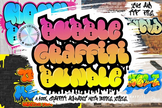 Bubble Graffiti Alphabet - Graffiti font SVG, Game Font, Urban font, 90s font, Cricut Font, Procreate Font, Canva Font, decal Font, Logotype
