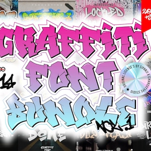 Graffiti Font Bundle Vol.1 - Vintage Font, Logo font, Canva font, Branding font, Cricut font, Decals Font, Street , Game Font, Printing font