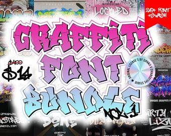 Graffiti Font Bundle Vol.1 - Vintage Font, Logo font, Canva font, Branding font, Cricut font, Decals Font, Street , Game Font, Printing font