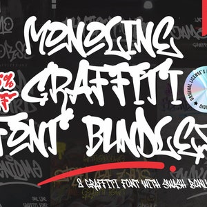 Monoline Graffiti Font Bundle: Urban, Retro, Modern Fonts