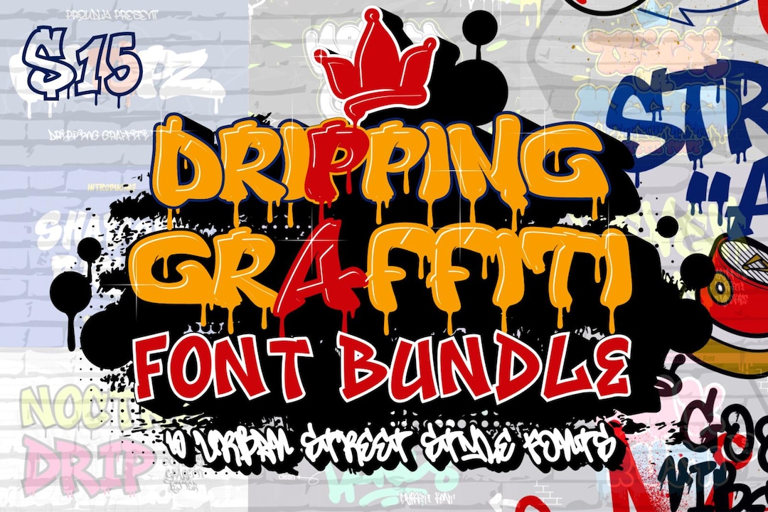 Dripping Graffiti Font Bundle: 10 Urban Fonts for Procreate, Photoshop ...