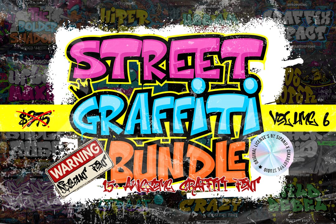 Street Graffiti Font Bundle Vol. 6 Graffiti SVG, Procreate, Canva