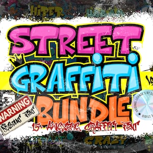Lot de polices Street Graffiti, vol. 6 - Graffiti SVG, procréation, toile, alphabet masculin, police 3D, police aérographe, produit numérique, streetwear