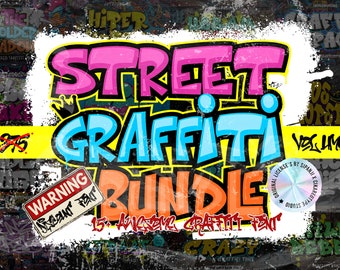 Street Graffiti Font Bundle Vol. 6 - Graffiti SVG, Procreate, Canva, Masculine Alphabet, 3d Font, Airbrush Font, Digital Product, Streetwear