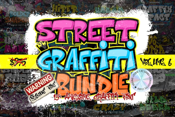 Street Graffiti Font Bundle: Urban, 3D, Airbrush (digital Product