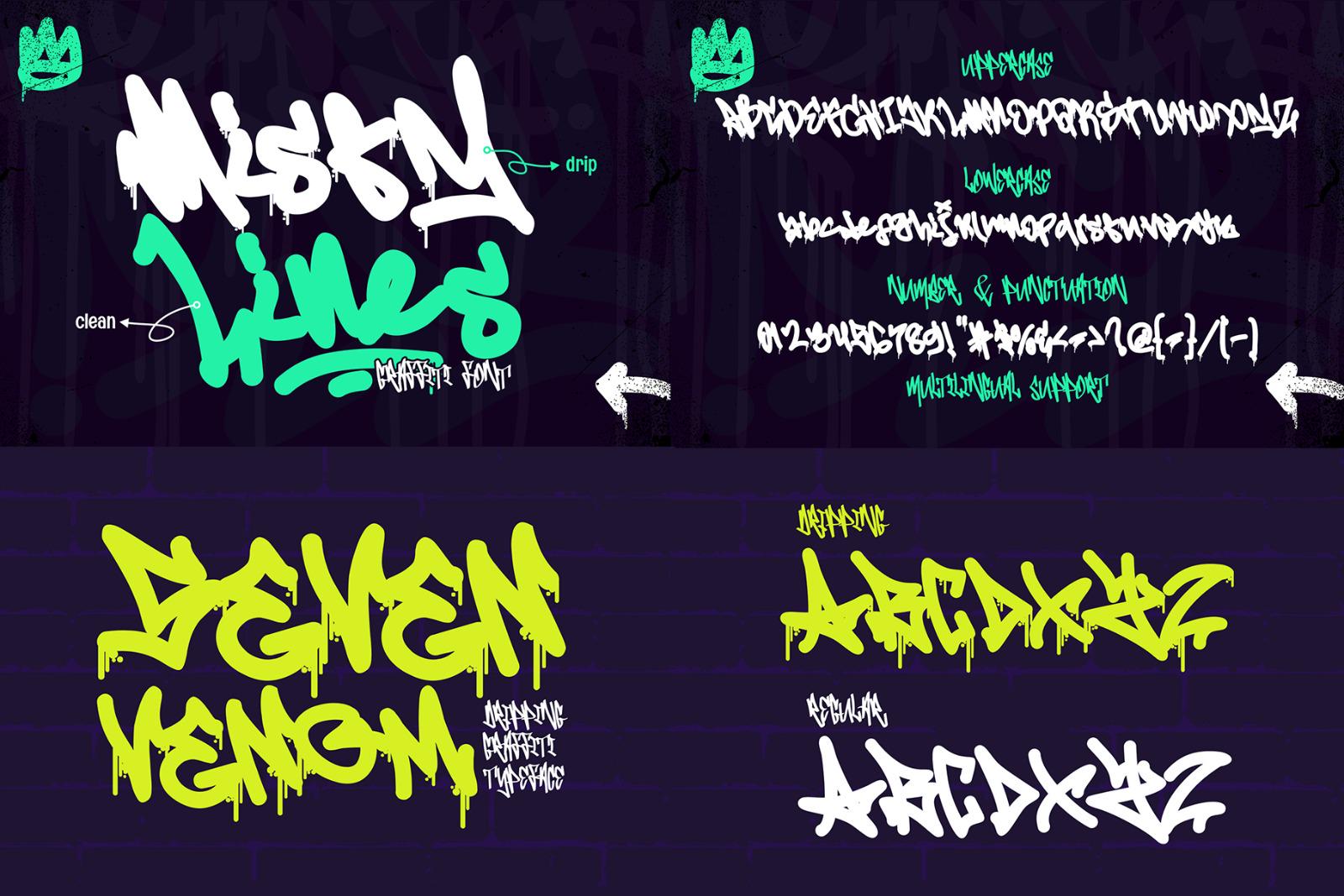 Dripping Graffiti Font Bundle: 10 Urban Fonts for Procreate, Photoshop ...