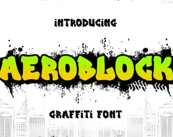 Aeroblock - Layered Graffiti Font, Vintage Font, Logo font, Canva font, Branding font, Template font, Procreate font, Urban Font, Street