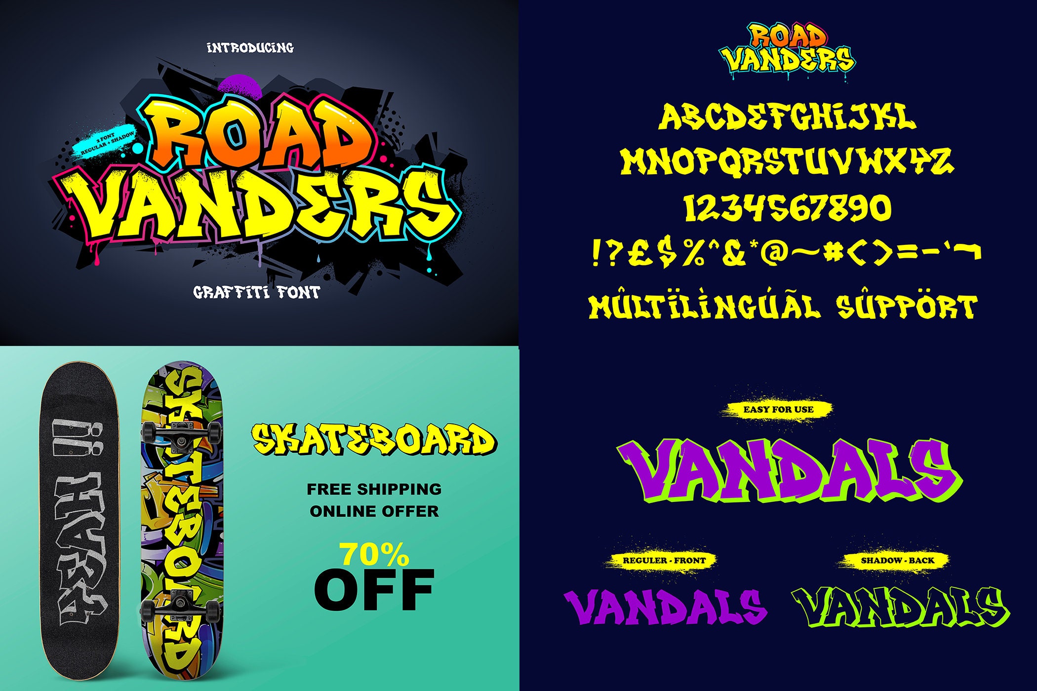 Graffiti Font Bundle Vol.5 Urban Graffiti Font, Vintage Font, Retro