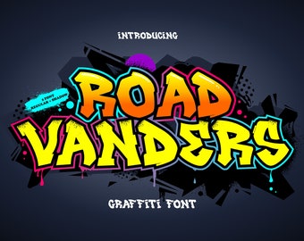 Road Vanders - Graffiti Font Cricut, 3d Graffiti Font, Logo font, Canva font, Template font, Layered font, Urban Font, Street Font, Decals