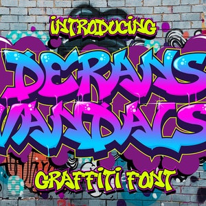 Derans Vandal - Graffiti フォント、ビンテージ フォント、ロゴ フォント、Canva フォント、ブランディング フォント、Cricut フォント、アーバン フォント、印刷フォント、ステッカー フォント