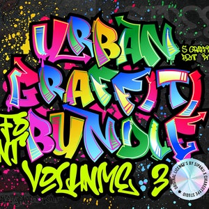 Urban Grafiti Font Bundle Vol.3 - Vintage Font, Retro Font, Street Font, Graffiti Vector, gaming font, decals font, Decoration, Graffiti SVG