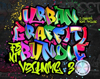 Urban Grafiti Font Bundle Vol.3 - Vintage Font, Retro Font, Street Font, Graffiti Vector, gaming font, decals font, Decoration, Graffiti SVG