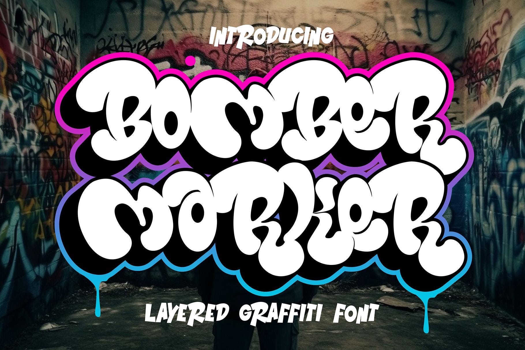 Bomber Marker Layered Graffiti Font - Bulky, Edgy Design - Etsy