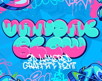 Vandal Blow - Graffiti Font, 3d Layered Graffiti, Bubble Graffiti, Canva font, Graffiti SVG, Cricut font, Urban Font, Sticker Font