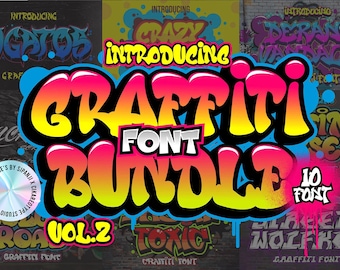 Graffiti Font Bundle Vol.2 - Urban Graffiti Font, Vintage Font, Retro Font, Street Font, graffiti SVG, graffiti alphabet, graffiti vector