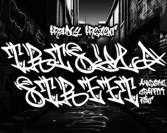 Trisula Street - Graffiti Font, airbrush font, graffiti Alfhabet, canva font, cricut font, procreate font,urban font, monoline font