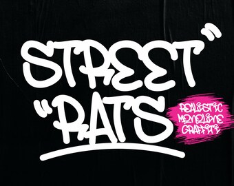 Street Rats - Graffiti Font, Vintage Font, Logo font, Canva font, Branding font, Cricut font, Monoline Font, graffiti Alphabet, Graffiti svg