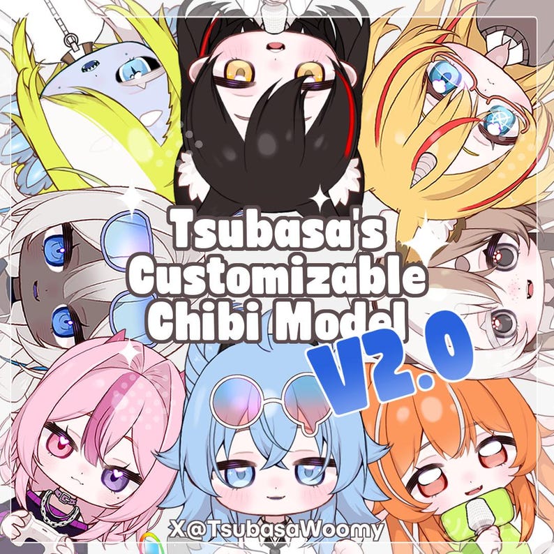 Tsubasa's Chibi Anpassbares Modell V2.0 | Vtuber | Live2D | Vorgefertigtes Modell Bild 1