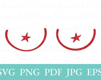 Starry boobs svg | red simple hand drawn breasts | minimalist print printable | vector files for cricut | png for shirt | digital download