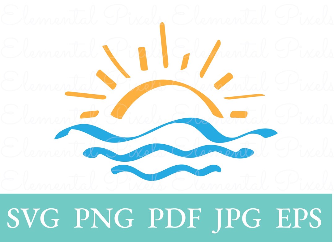 Sunrise Ocean Svg | Cute Boho Hand Drawn Sun | Sunshine Summer Png for ...
