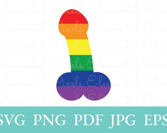 Pride penis svg | gay rainbow flag dick | vector files for cricut | png for tshirt | digital instant download | glowforge sublimation