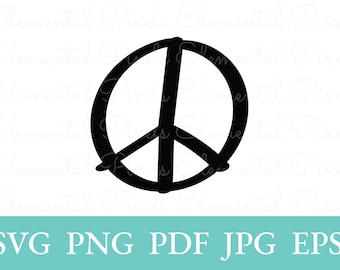 Hand drawn peace sign svg | minimalist peace symbol printable clipart | png for tshirts | vector files for cricut | digital instant download
