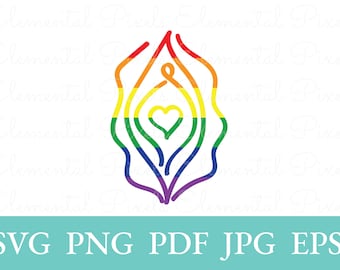 Pride heart vulva svg | hand drawn vagina | cute queer print printable | vector files for cricut | png for shirt | digital instant download