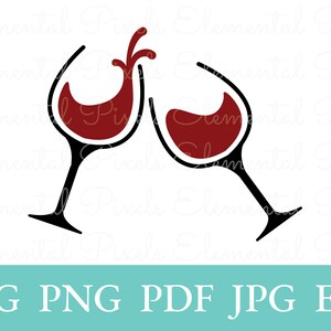 Wijnglazen svg | proost | vectorbestanden voor cricut | vrijgezellenfeest | afdrukbare clipart | png voor shirts | digitale instant download