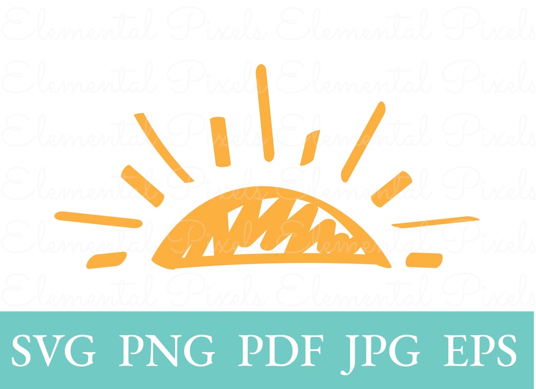 Simple Sunrise Svg | Cute Boho Hand Drawn Sun | Sunshine Summer Png for ...