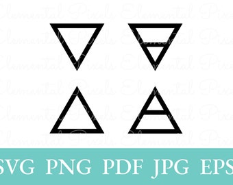 Simple element symbols svg | earth air fire water | alchemical grimoire png for tshirts | vector files for cricut | digital instant download