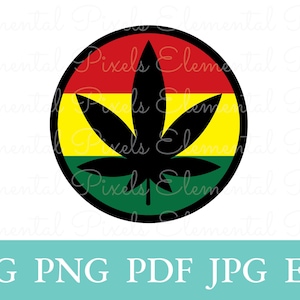Rasta Topf Blatt svg | Marihuana png | cannabis art | Vektordateien für Cricut | clip art druckbar | digitaler Sofort-Download