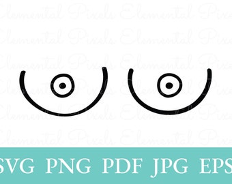 Boobs svg | simple hand drawn breasts | cute minimalist print printable | vector files for cricut | png for shirt | digital instant download