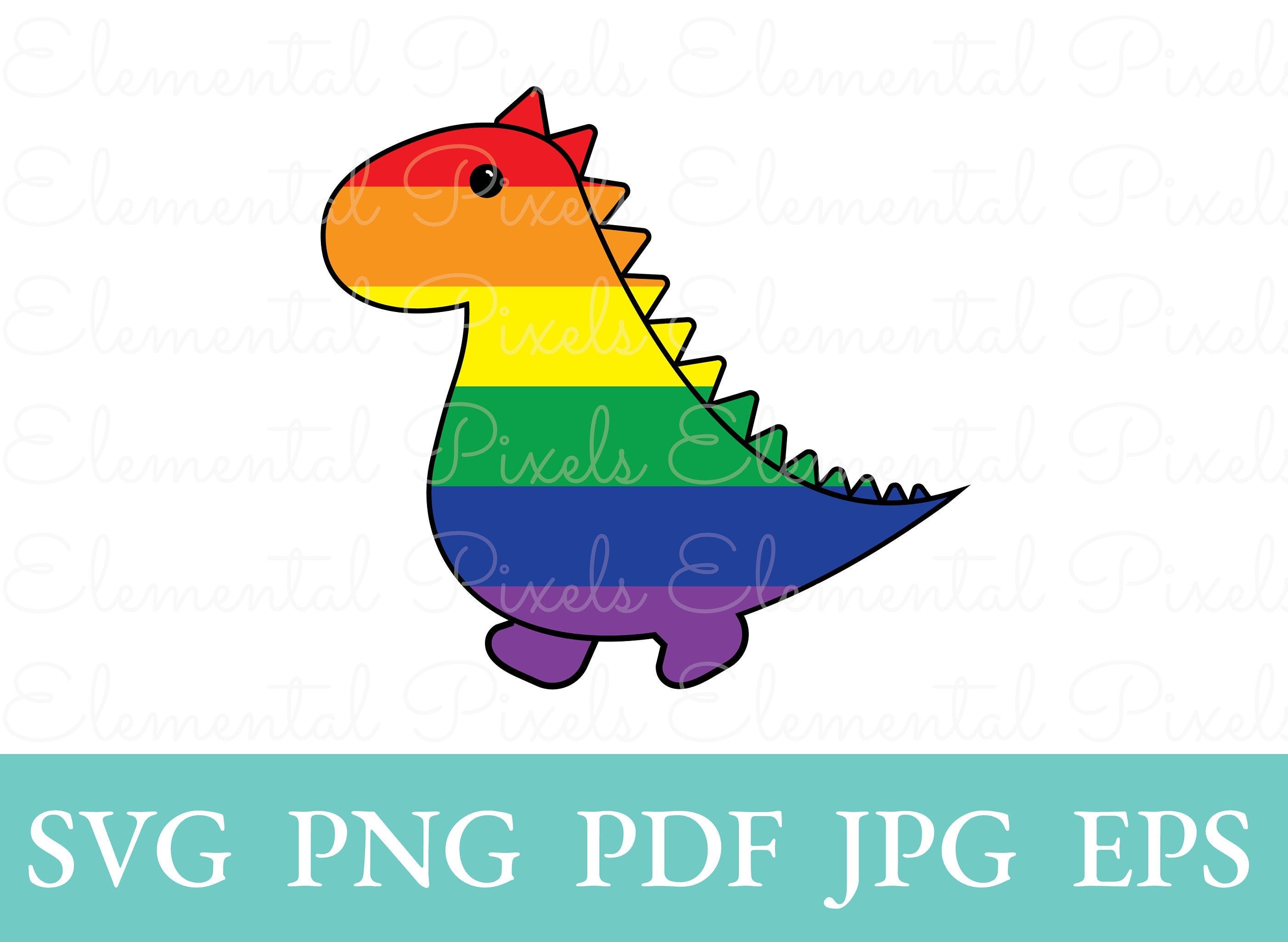 Rainbow Dino Svg Dinosaur Clipart Pride Flag Png for Tshirts Vector