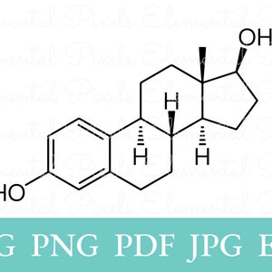 May include: Black and white illustration of a chemical structure, with the letters "HO" and "H" visible. The image also includes the text "SVG PNG PDF JPG EPS" in a teal rectangle.