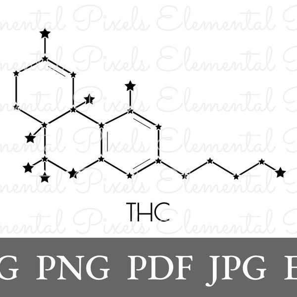 THC molecule svg | constellation art | marijuana clipart | cannabis | molecular structure | pot svg files for cricut | png for shirts