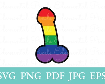 Pride penis svg | gay rainbow flag dick | vector files for cricut | png for tshirt | digital instant download | glowforge sublimation
