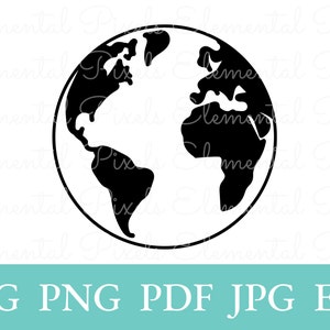 | svg globe simple planet png pour les autocollants | | de la terre mère fichier vectoriel dessiné à la main pour les | cricut | glowforge de sublimation téléchargement instantané