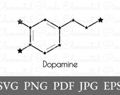 Dopamine molecule svg | constellation art | neurotransmitter | molecular structure | vector file for cricut | digital download