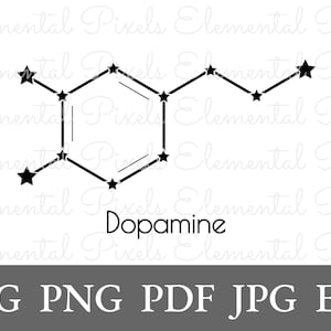 Dopamine molecule svg | constellation art | neurotransmitter | molecular structure | vector file for cricut | digital download