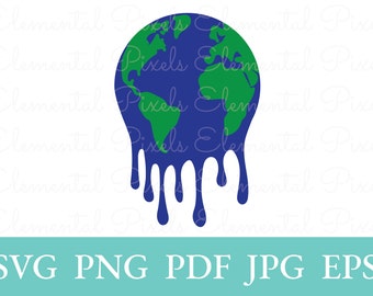 Melting earth svg | climate change png for tshirts | dripping globe vector file for cricut | digital instant download | sublimation