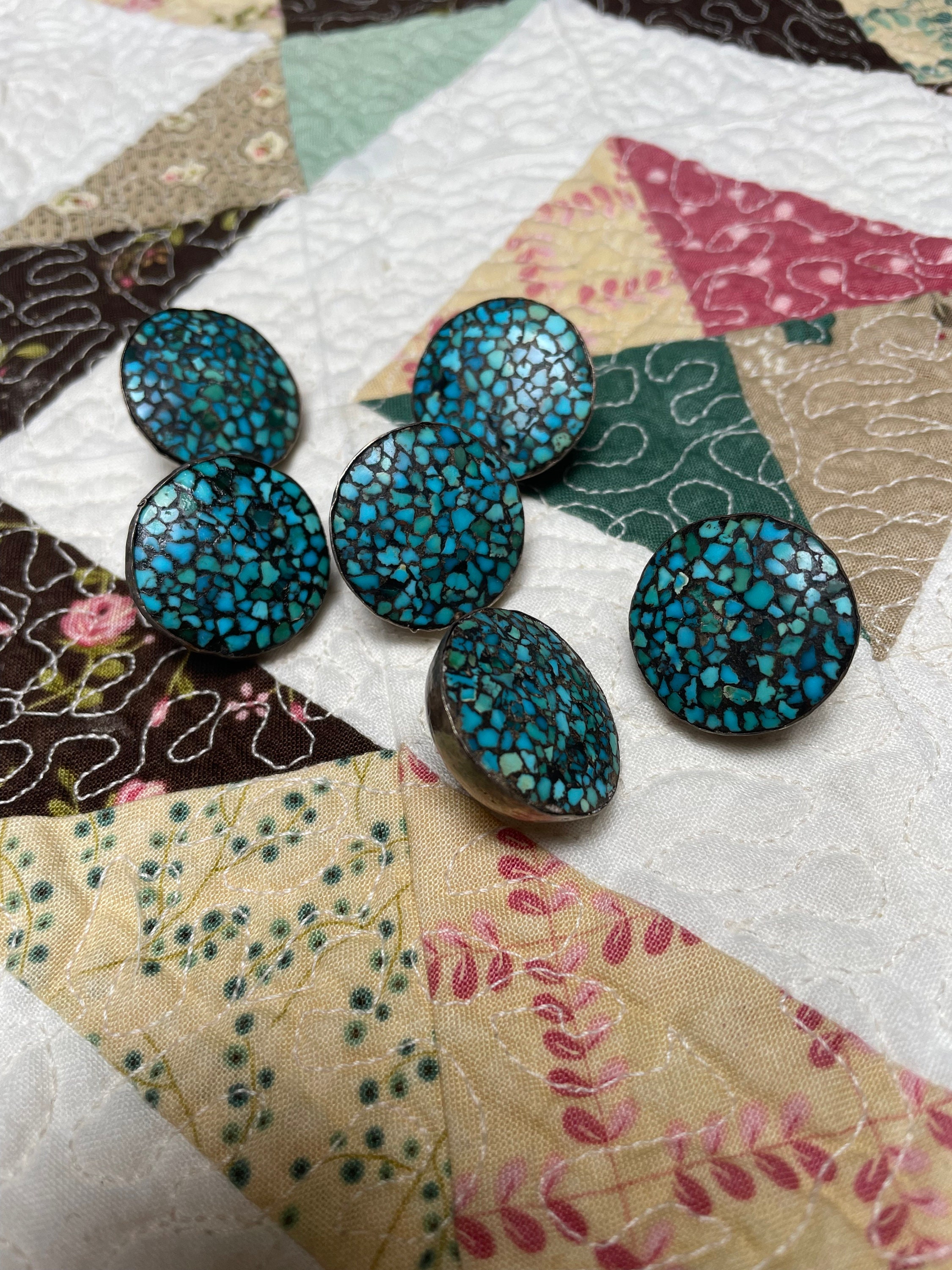 Turquoise Shell Buttons Set of Vintage Turquoise Chip Buttons - Etsy UK