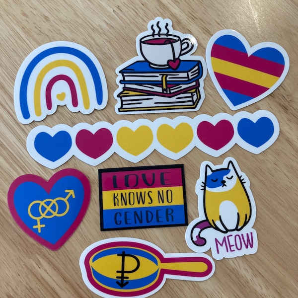 Pansexual Pride Sticker Pack,  LGBTQ stickers, Pride Stickers, Water Bottle Decals, Laptop Decals