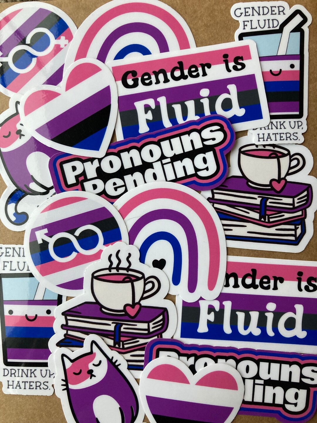 Gender-fluid, Gender Fluid Pride Sticker Set, LGBTQ Stickers, Pride ...