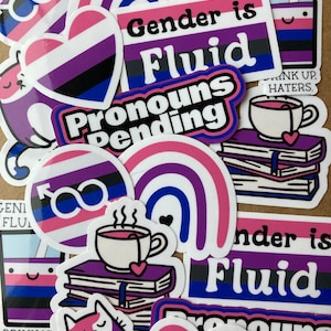 Gender-Fluid, Gender Fluid Pride Sticker Set,  LGBTQ stickers, Pride Stickers, Water Bottle Decals, Laptop Decals