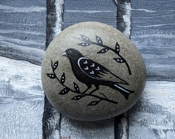 Blackbird Stone - hand painted.