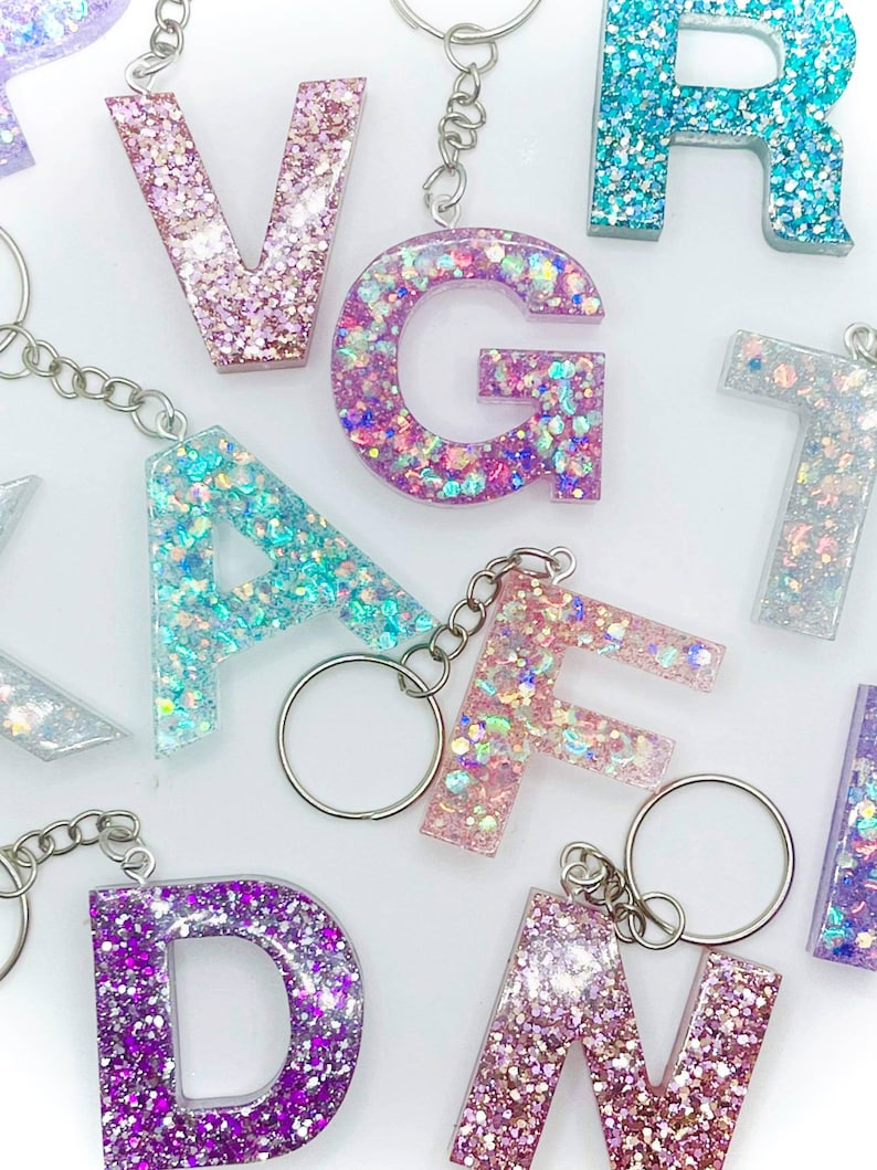 PERSONALISED GLITTER KEYCHAIN Resin Keychain Accessory Etsy