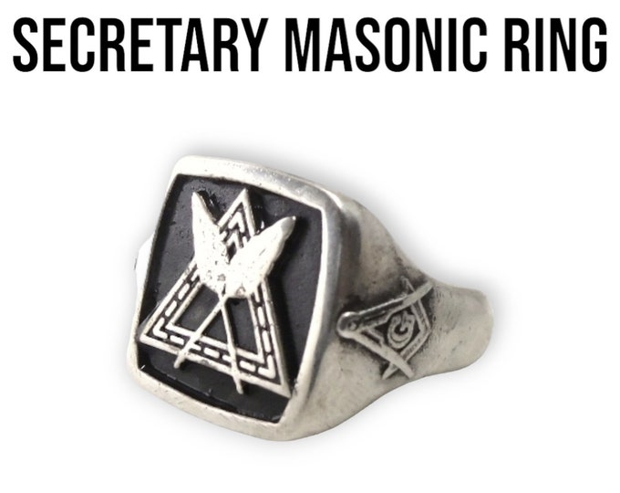 Handmade Gothic Sterling Silver Masonic Ring: Freemason Symbol