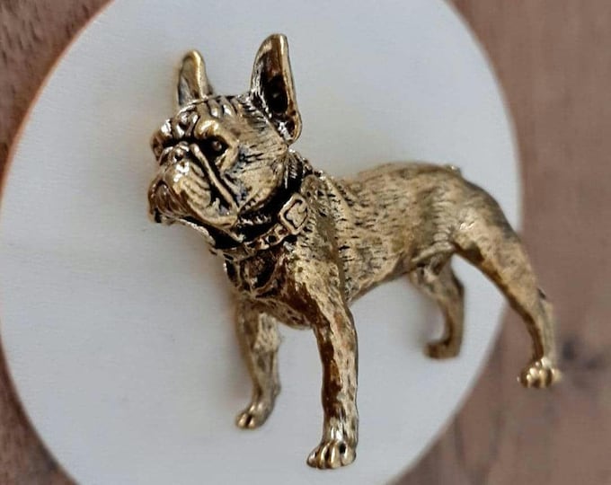 solid brass French Bulldog  figurine -Sculpture-Highly Detailed-Realistic - Deco style " 140 grams" - Decorative